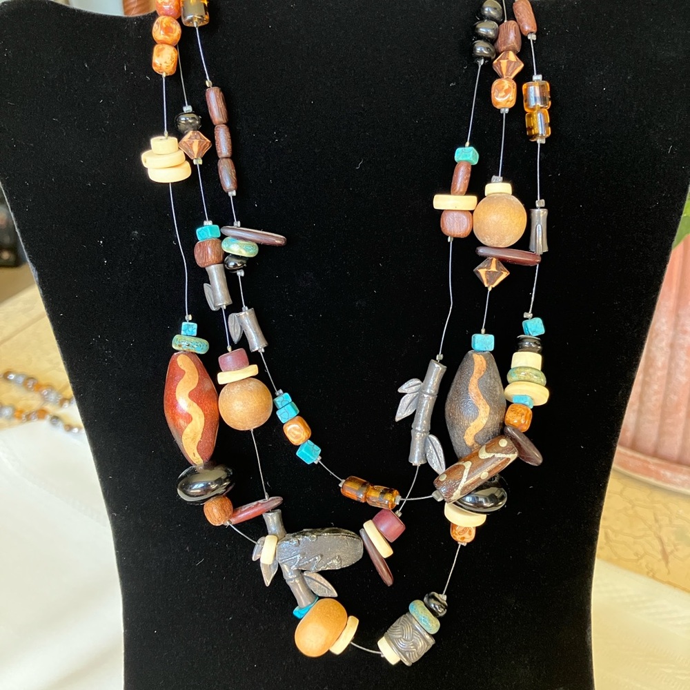 Chico’s Multicolor Beaded/Wood Necklace